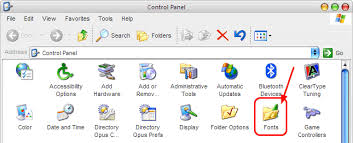 Control Panel to install font