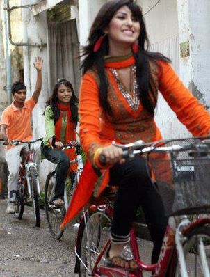 Shokh riding bi-cycle
