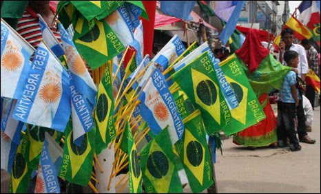 Brazil Argentina flags Bangladesh football fans