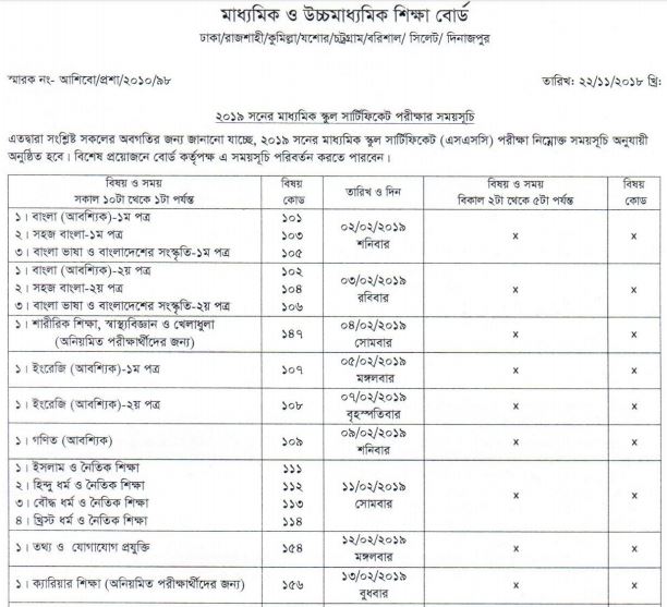 ssc routine 2019 1